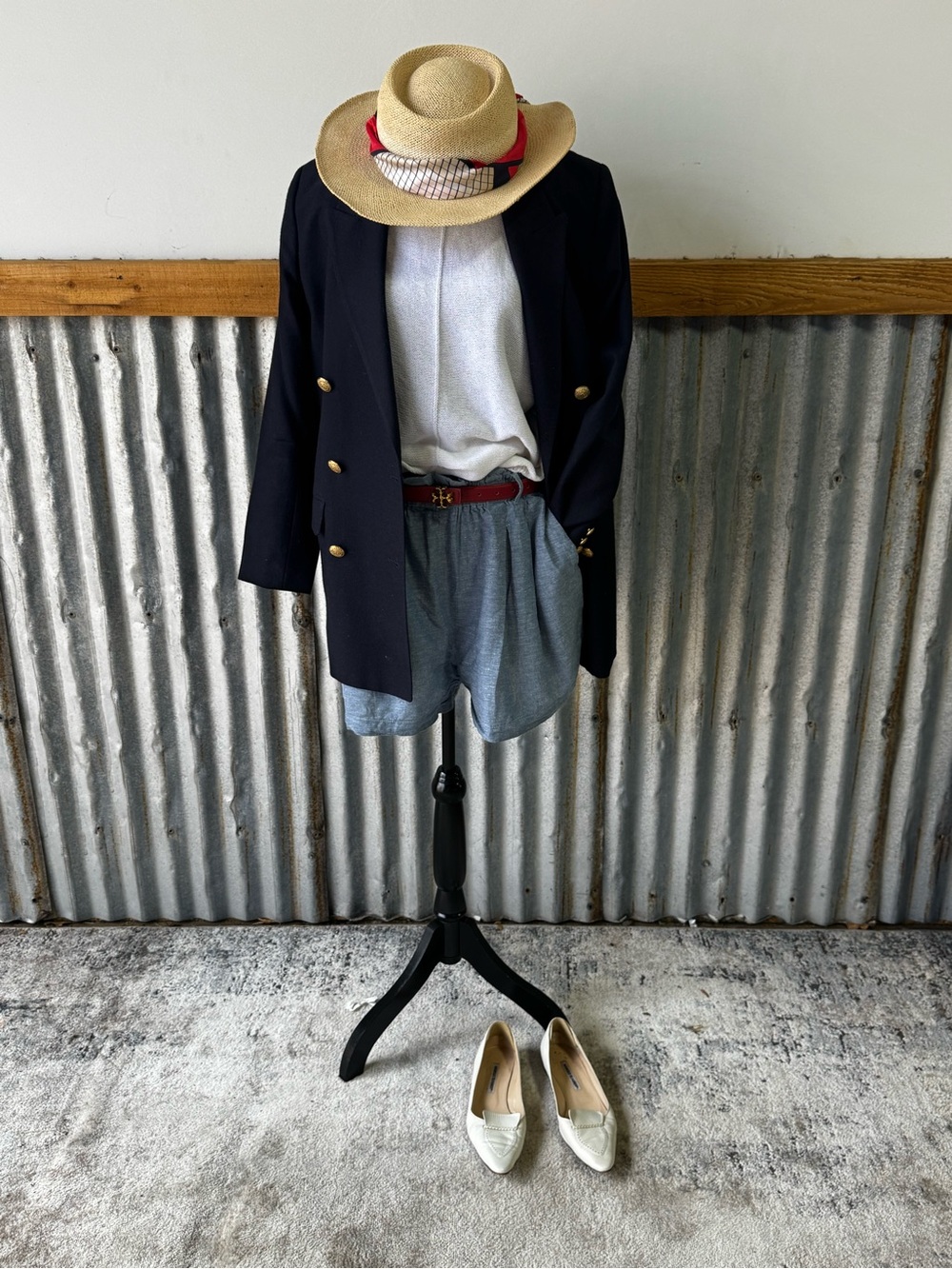 Vintage Navy Wool Double-Breasted Blazer - Shop the outfit!